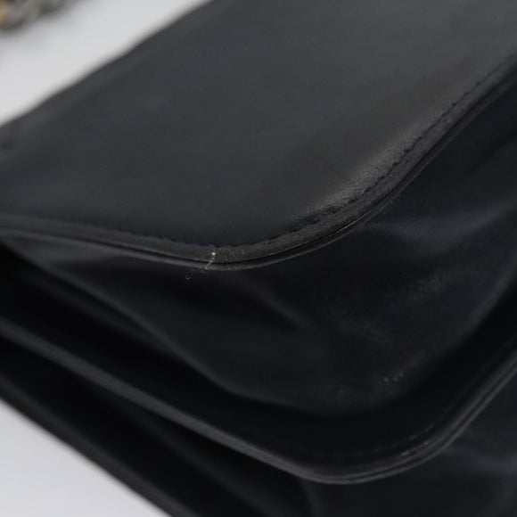 CHANEL Matelasse Turn Lock Chain Hand Bag Leather 2way Navy Gold CC Auth yk16451