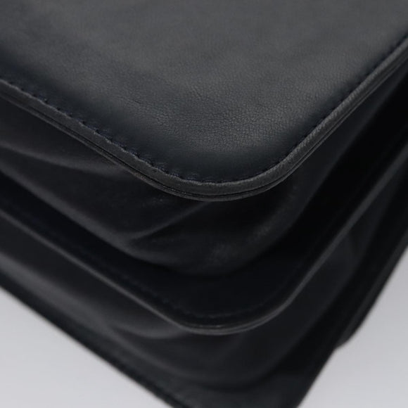 CHANEL Matelasse Turn Lock Chain Hand Bag Leather 2way Navy Gold CC Auth yk16451