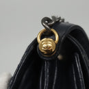 CHANEL Matelasse Turn Lock Chain Hand Bag Leather 2way Navy Gold CC Auth yk16451-19