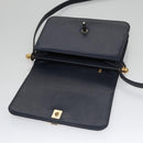 CHANEL Matelasse Turn Lock Chain Hand Bag Leather 2way Navy Gold CC Auth yk16451-21
