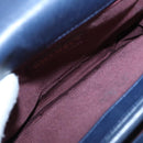 CHANEL Matelasse Turn Lock Chain Hand Bag Leather 2way Navy Gold CC Auth yk16451-11