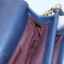 CHANEL Matelasse Turn Lock Chain Hand Bag Leather 2way Navy Gold CC Auth yk16451-25