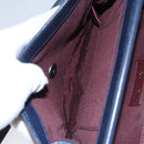 CHANEL Matelasse Turn Lock Chain Hand Bag Leather 2way Navy Gold CC Auth yk16451-27