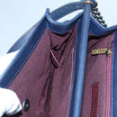 CHANEL Matelasse Turn Lock Chain Hand Bag Leather 2way Navy Gold CC Auth yk16451-28