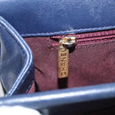 CHANEL Matelasse Turn Lock Chain Hand Bag Leather 2way Navy Gold CC Auth yk16451-30