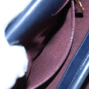 CHANEL Matelasse Turn Lock Chain Hand Bag Leather 2way Navy Gold CC Auth yk16451-31