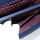 CHANEL Matelasse Turn Lock Chain Hand Bag Leather 2way Navy Gold CC Auth yk16451-32