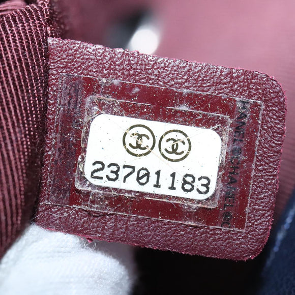 CHANEL Matelasse Turn Lock Chain Hand Bag Leather 2way Navy Gold CC Auth yk16451