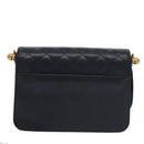 CHANEL Matelasse Turn Lock Chain Hand Bag Leather 2way Navy Gold CC Auth yk16451-2