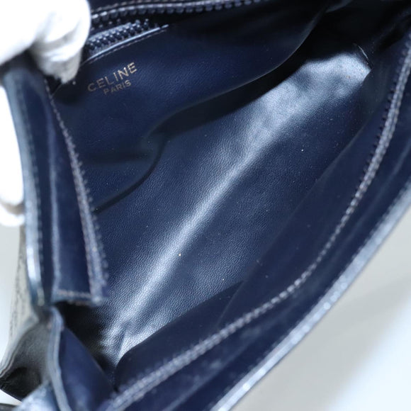 CELINE Macadam Canvas Shoulder Bag Coated Canvas Navy Auth yk16460