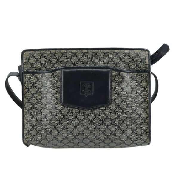 CELINE Macadam Canvas Shoulder Bag Coated Canvas Navy Auth yk16460