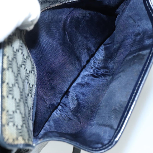 CELINE Macadam Canvas Shoulder Bag Coated Canvas Navy Auth yk16460