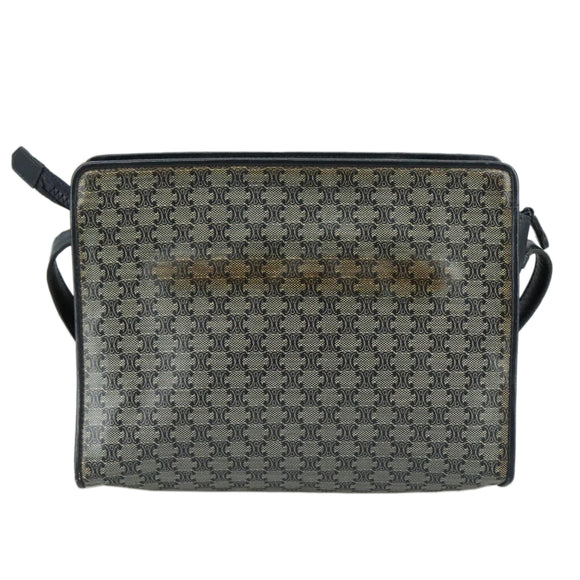 CELINE Macadam Canvas Shoulder Bag Coated Canvas Navy Auth yk16460