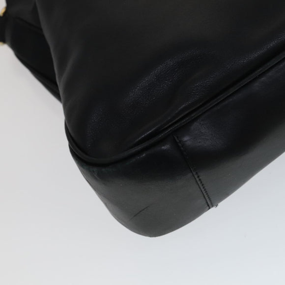 GUCCI Bamboo Hand Bag Leather 2way Black Gold Auth yk16493