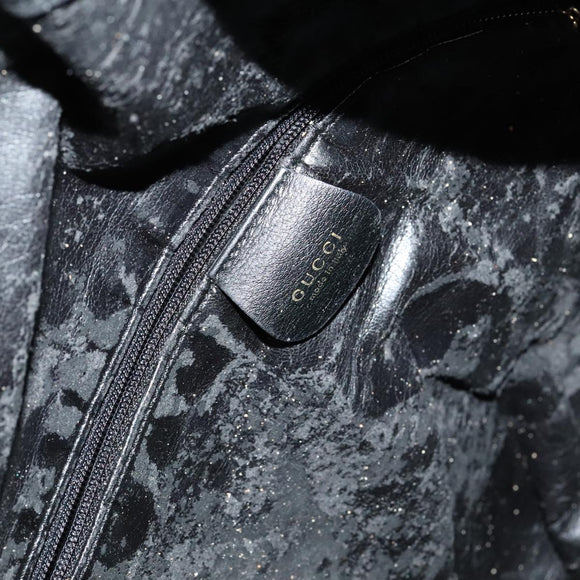 GUCCI Bamboo Hand Bag Leather 2way Black Gold Auth yk16493