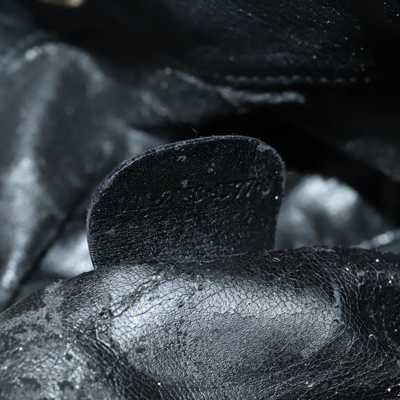 GUCCI Bamboo Hand Bag Leather 2way Black Gold Auth yk16493