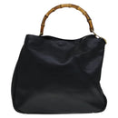 GUCCI Bamboo Hand Bag Leather 2way Black Gold Auth yk16493-13