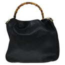 GUCCI Bamboo Hand Bag Leather 2way Black Gold Auth yk16493-2