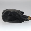 GUCCI Bamboo Hand Bag Leather 2way Black Gold Auth yk16493-3