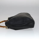 GUCCI Bamboo Hand Bag Leather 2way Black Gold Auth yk16493-4