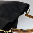 GUCCI Bamboo Hand Bag Leather 2way Black Gold Auth yk16493-6