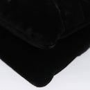 CHANEL Chain Camelia Shoulder Bag Velor Leather Black Silver CC Auth yk16500-18