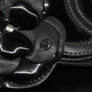 CHANEL Chain Camelia Shoulder Bag Velor Leather Black Silver CC Auth yk16500-19