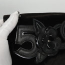 CHANEL Chain Camelia Shoulder Bag Velor Leather Black Silver CC Auth yk16500-8