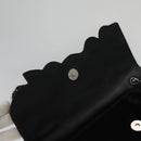 CHANEL Chain Camelia Shoulder Bag Velor Leather Black Silver CC Auth yk16500-9