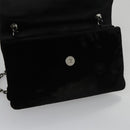 CHANEL Chain Camelia Shoulder Bag Velor Leather Black Silver CC Auth yk16500-21