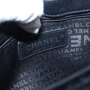 CHANEL Chain Camelia Shoulder Bag Velor Leather Black Silver CC Auth yk16500-22