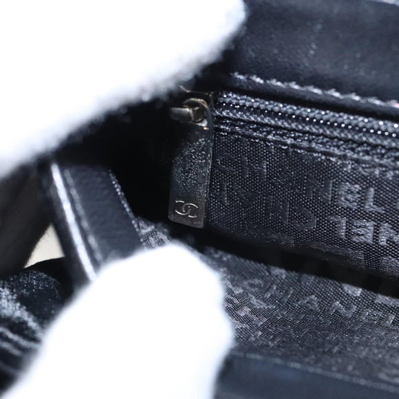 CHANEL Chain Camelia Shoulder Bag Velor Leather Black Silver CC Auth yk16500