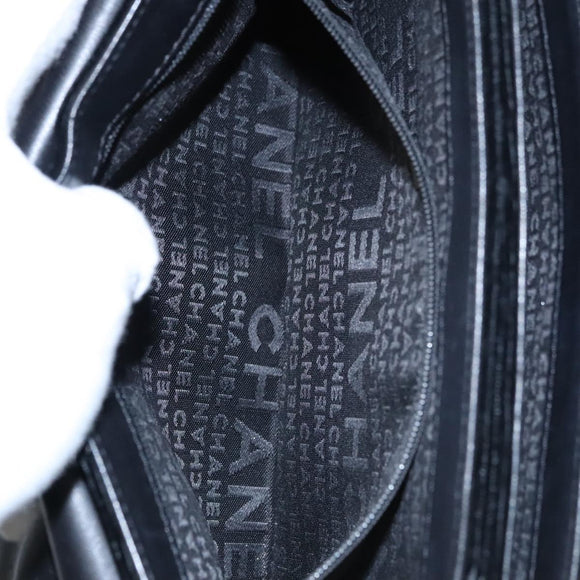 CHANEL Chain Camelia Shoulder Bag Velor Leather Black Silver CC Auth yk16500