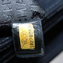 CHANEL Chain Camelia Shoulder Bag Velor Leather Black Silver CC Auth yk16500-11