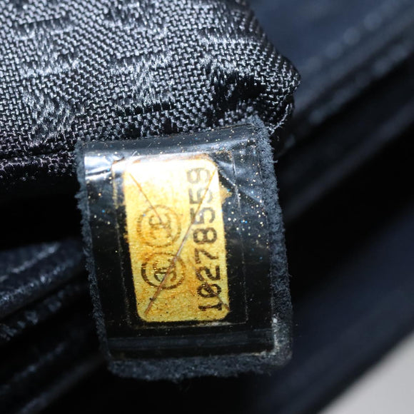 CHANEL Chain Camelia Shoulder Bag Velor Leather Black Silver CC Auth yk16500