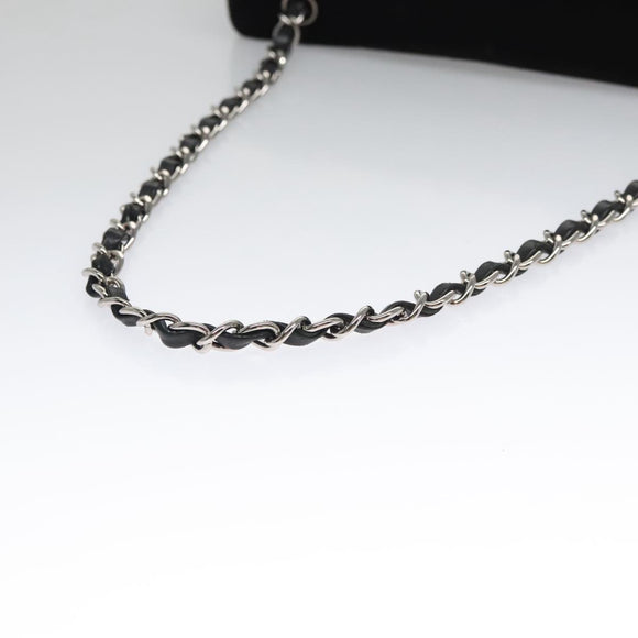 CHANEL Chain Camelia Shoulder Bag Velor Leather Black Silver CC Auth yk16500