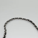 CHANEL Chain Camelia Shoulder Bag Velor Leather Black Silver CC Auth yk16500-14