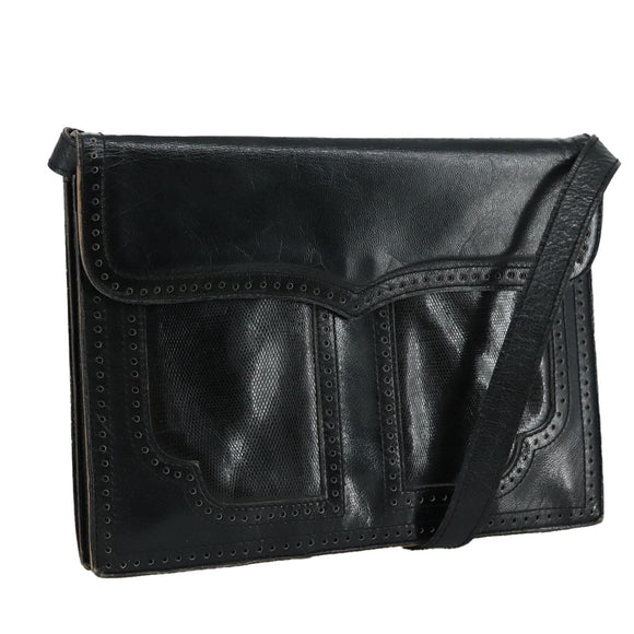 SAINT LAURENT Shoulder Bag Leather Black Auth yk16514