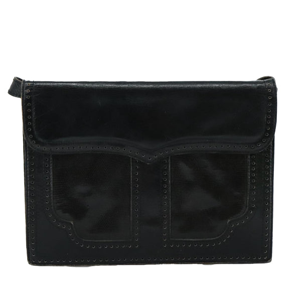SAINT LAURENT Shoulder Bag Leather Black Auth yk16514