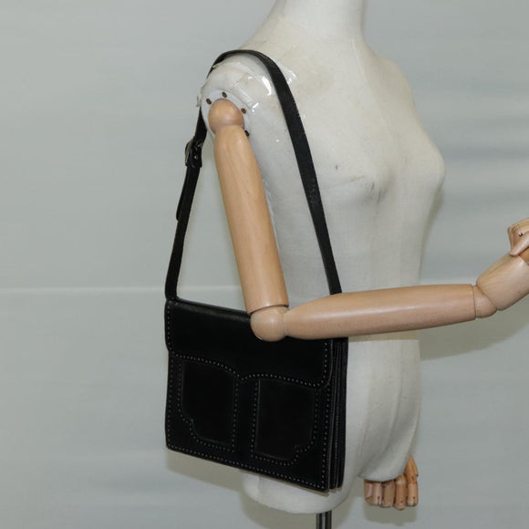 SAINT LAURENT Shoulder Bag Leather Black Auth yk16514