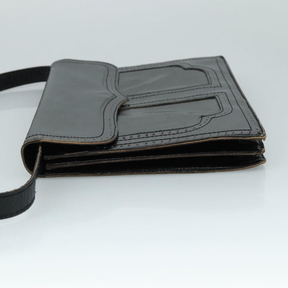 SAINT LAURENT Shoulder Bag Leather Black Auth yk16514