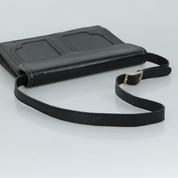 SAINT LAURENT Shoulder Bag Leather Black Auth yk16514