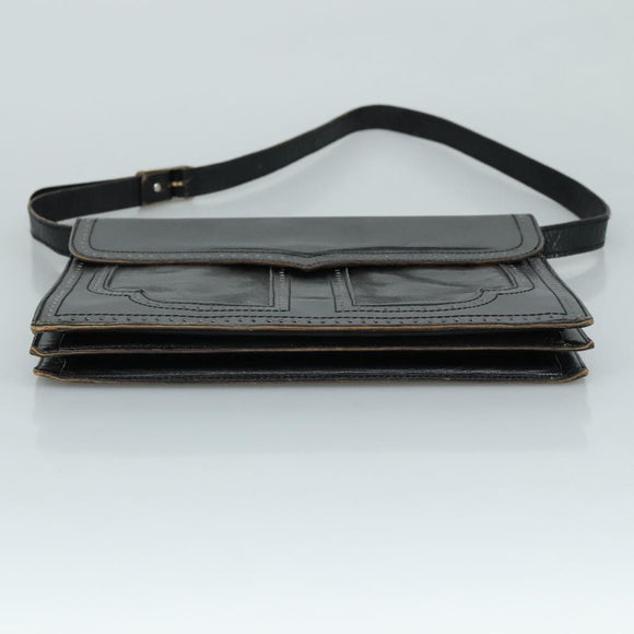 SAINT LAURENT Shoulder Bag Leather Black Auth yk16514