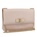 Salvatore Ferragamo Chain Shoulder Bag Leather Pink Gold Auth yk16515-1