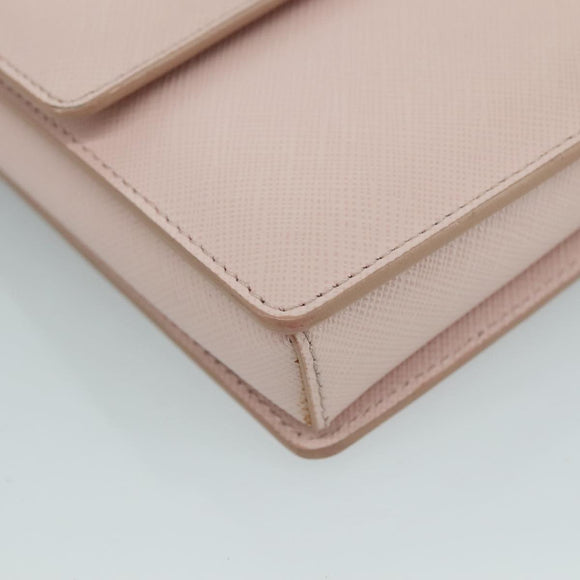 Salvatore Ferragamo Chain Shoulder Bag Leather Pink Gold Auth yk16515