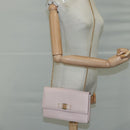 Salvatore Ferragamo Chain Shoulder Bag Leather Pink Gold Auth yk16515-22