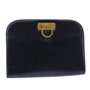 Salvatore Ferragamo Gancini Shoulder Bag Leather Black Gold Auth yk16533-1