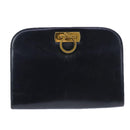 Salvatore Ferragamo Gancini Shoulder Bag Leather Black Gold Auth yk16533-13