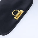 Salvatore Ferragamo Gancini Shoulder Bag Leather Black Gold Auth yk16533-5