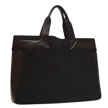 GUCCI GG Canvas Shoulder Bag Dark Brown Silver 73982 Auth yk16571